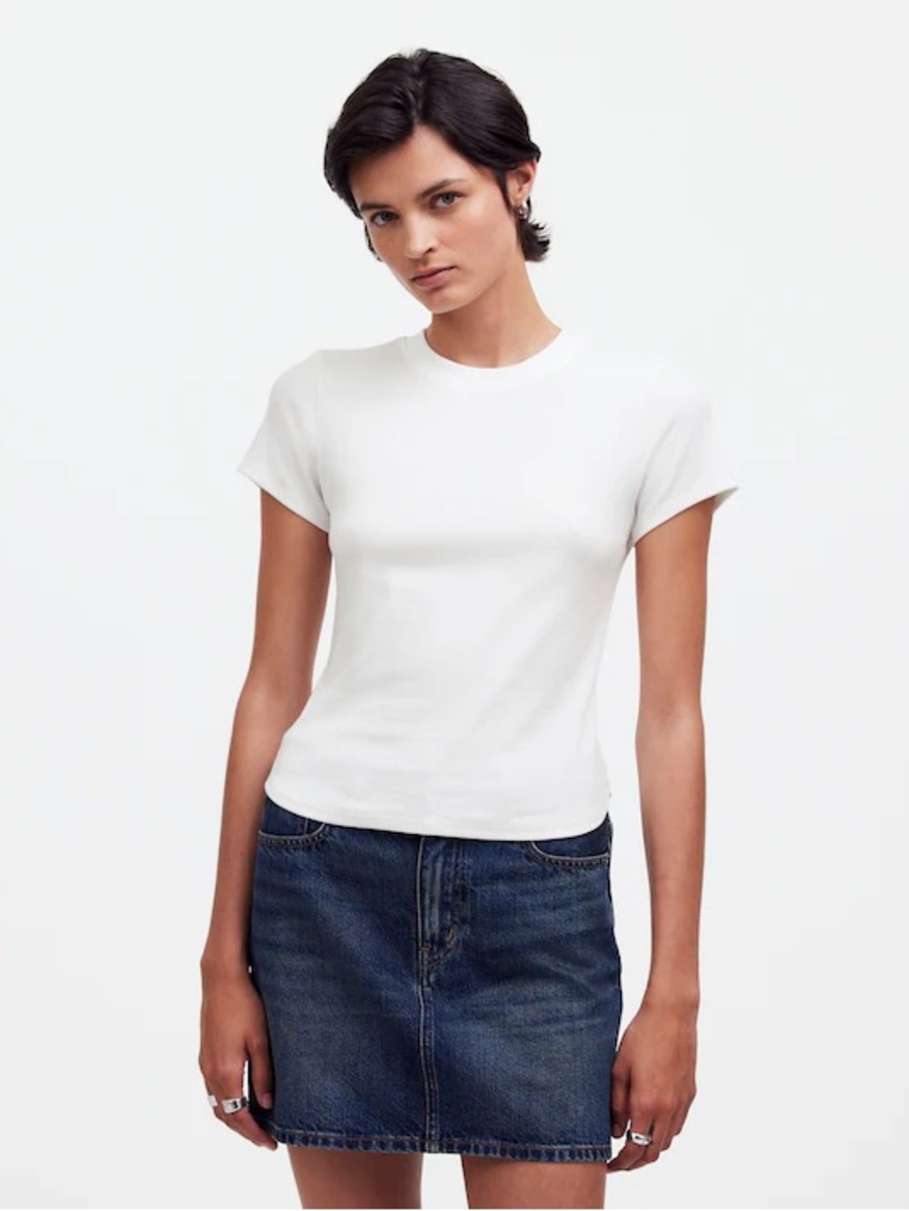 NWT Madewell (Re)generative Cotton Ribbed Crewneck Tee Size M